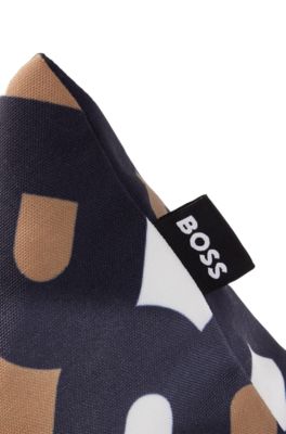 Water-repellent outdoor cushion cover with monogram print, Black