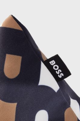 Water-repellent outdoor cushion cover with monogram print, Black