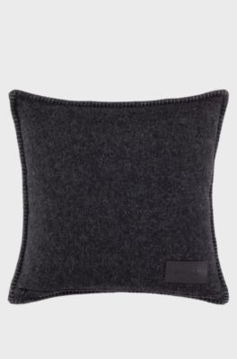Wool-blend cushion cover with Double B monogram, Dark Grey