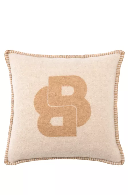 Wool-blend cushion cover with Double B monogram
