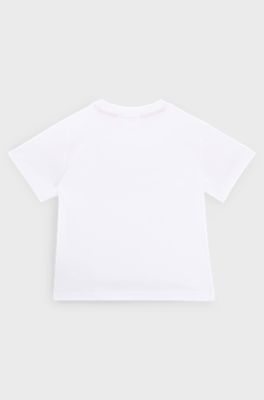Kids' T-shirt in cotton with box-logo print, White