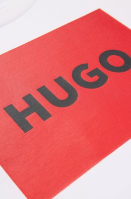 Kids' T-shirt in cotton with box-logo print, White