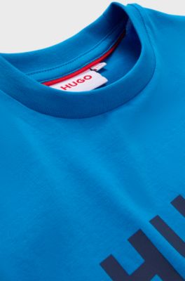 Kids' T-shirt in cotton jersey with logo print, Blue