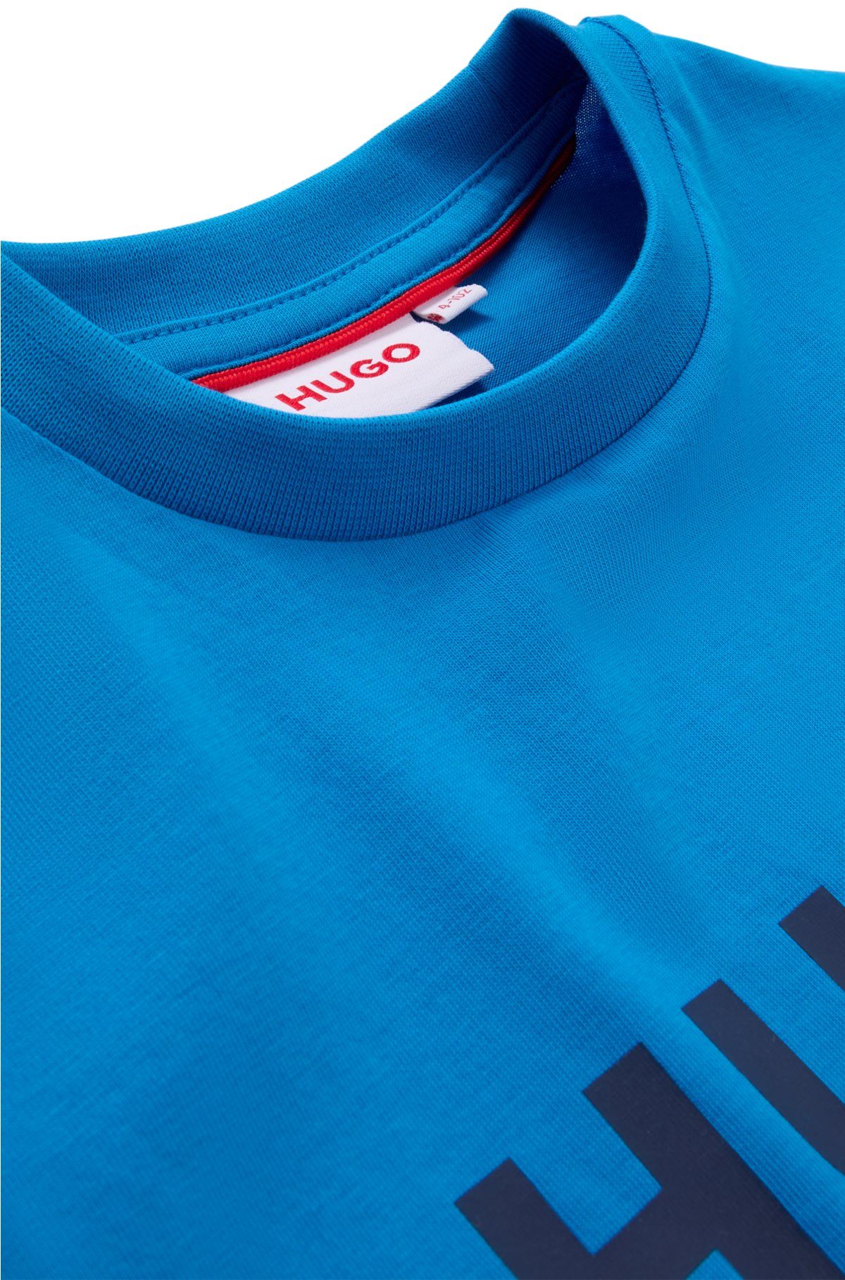 Kids' T-shirt in cotton jersey with logo print, Blue