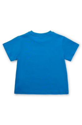 Kids' T-shirt in cotton jersey with logo print, Blue