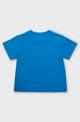 Kids' T-shirt in cotton jersey with logo print, Blue