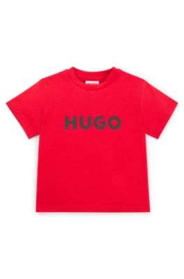 Kids' T-shirt in cotton jersey with logo print, Red