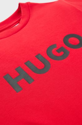 Kids' T-shirt in cotton jersey with logo print, Red