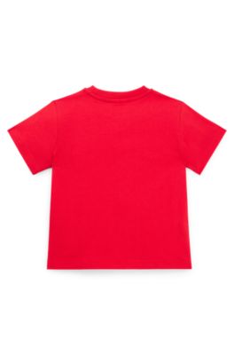Kids' T-shirt in cotton jersey with logo print, Red