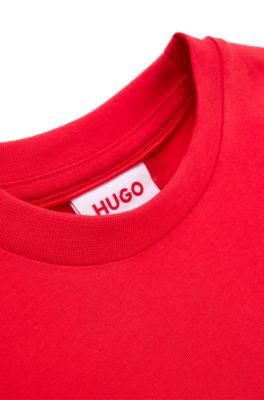 Kids' T-shirt in cotton jersey with logo print, Red