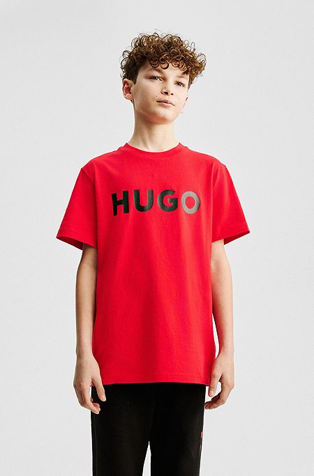 Kids' T-shirt in cotton jersey with logo print, Red