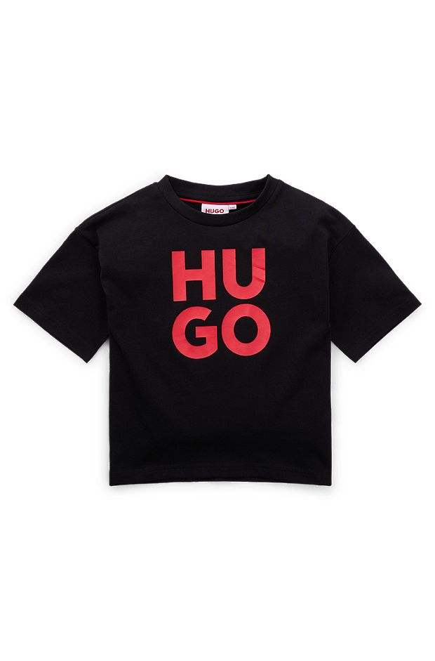 Kids' T-shirt in cotton with logo print, Black