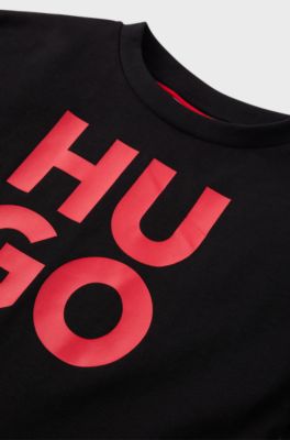 Kids' T-shirt in cotton with logo print, Black