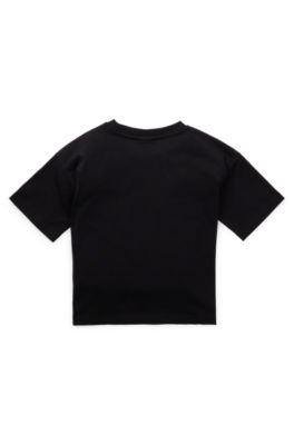 Camiseta para ni&ntilde;os en algod&oacute;n con logo estampado, Negro