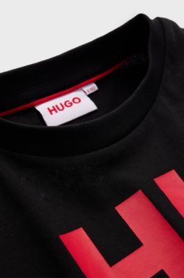 Kids' T-shirt in cotton with logo print, Black