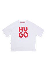 T-shirt til børn i bomuld med logoprint, Hvid