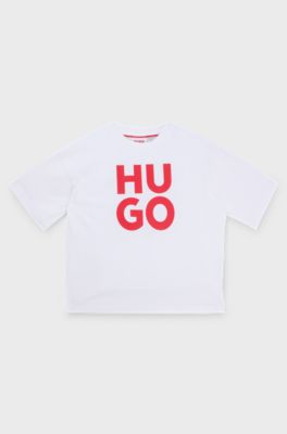 Kids' T-shirt in cotton with logo print, White
