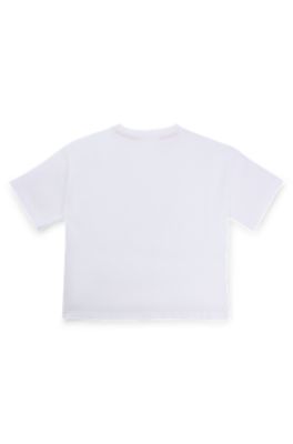 T-shirt per bambini in cotone con logo stampato, Bianco