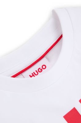 T-shirt per bambini in cotone con logo stampato, Bianco