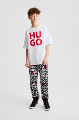 Kids' T-shirt in cotton with logo print, White