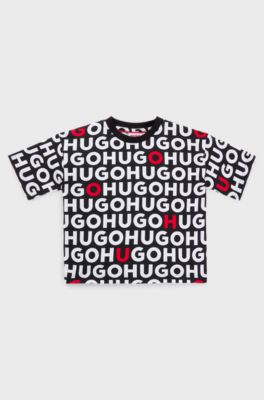 Kids' T-shirt in cotton with all-over logo print, Patterned