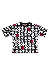 Kids' T-shirt in cotton with all-over logo print, Patterned