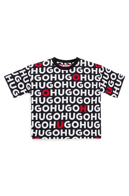 Kids' T-shirt in cotton with all-over logo print, Patterned