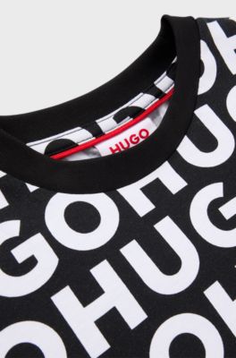 Kids' T-shirt in cotton with all-over logo print, Patterned