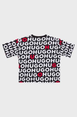 Kids' T-shirt in cotton with all-over logo print, Patterned