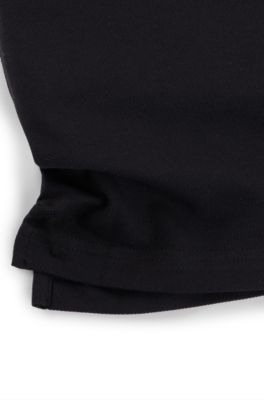 Kids' polo shirt in stretch cotton with logo print, Black