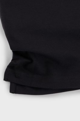 Kids' polo shirt in stretch cotton with logo print, Black