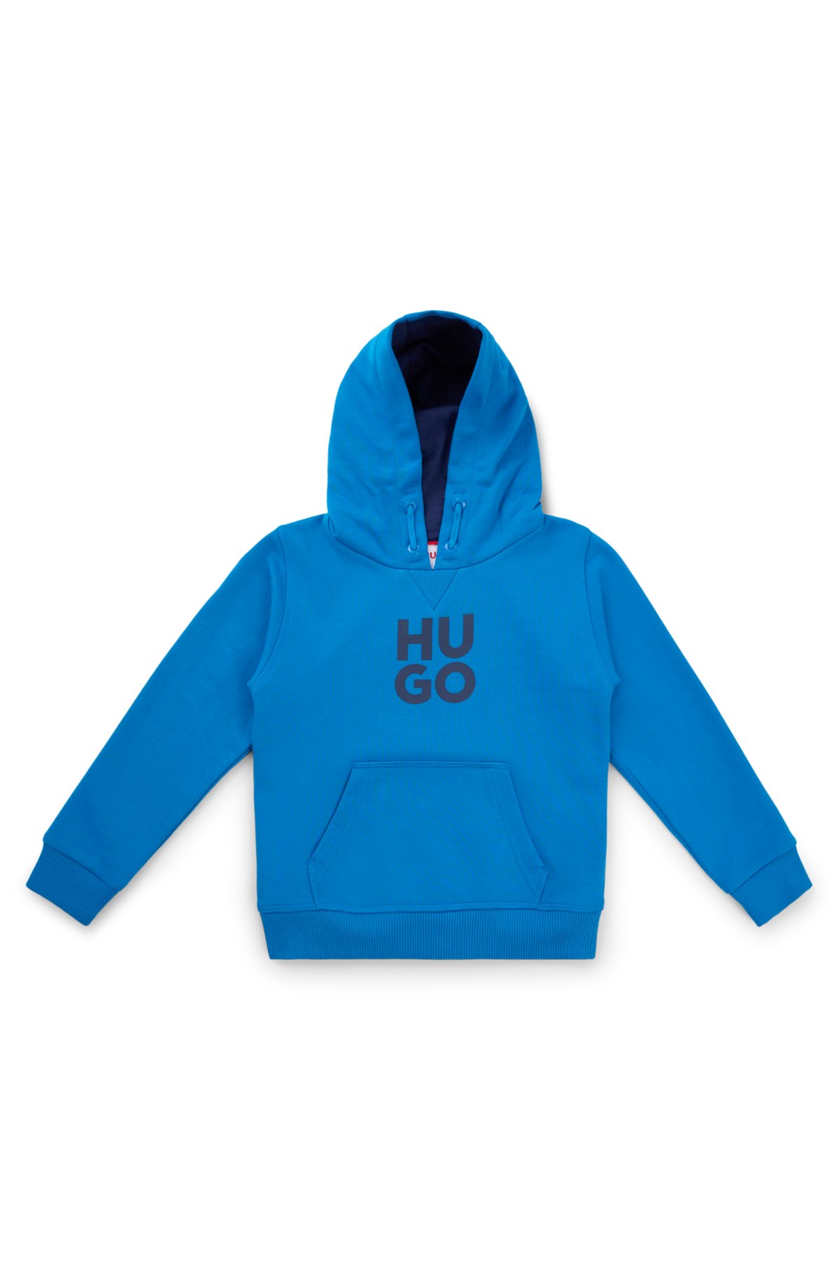 Kids' cotton-blend hoodie with stacked logo, Blue