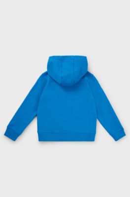 Felpa con cappuccio per bambini in misto cotone con logo scomposto, Blu