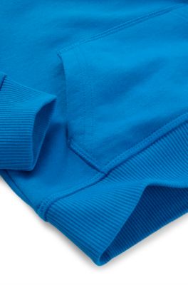 Sweat &agrave; capuche en coton m&eacute;lang&eacute; avec logo revisit&eacute; pour enfant, Bleu