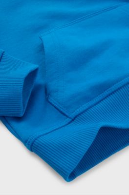 Felpa con cappuccio per bambini in misto cotone con logo scomposto, Blu