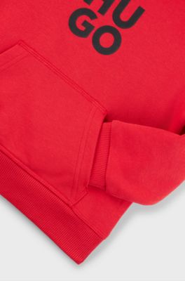 Kids' cotton-blend hoodie with stacked logo, Red