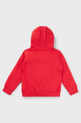 Kids' cotton-blend hoodie with stacked logo, Red