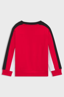 Kids' cotton-blend sweatshirt with racing-inspired details, Black