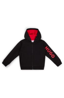 Kids&rsquo; zip-up hoodie with sleeve logo, Black