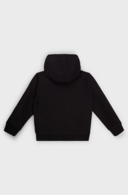 Sweat &agrave; capuche zipp&eacute; avec logo sur la manche pour enfant, Noir
