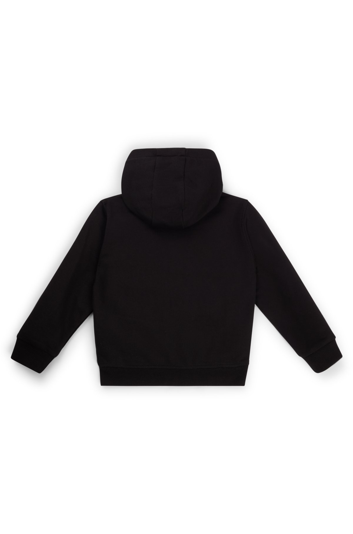 Kids’ zip-up hoodie with sleeve logo, Black