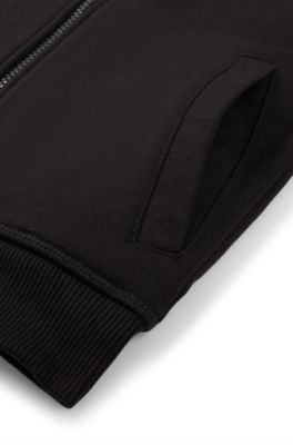 Kids&rsquo; zip-up hoodie with sleeve logo, Black