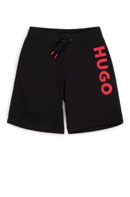 Kids' cotton-blend shorts with logo print, Black