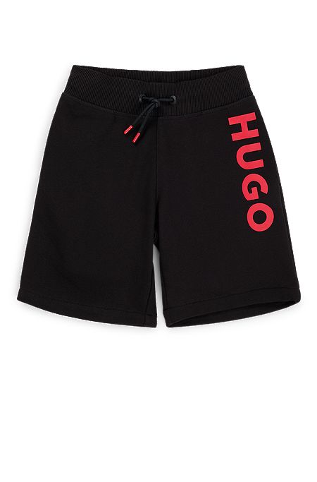 Kids' cotton-blend shorts with logo print, Black