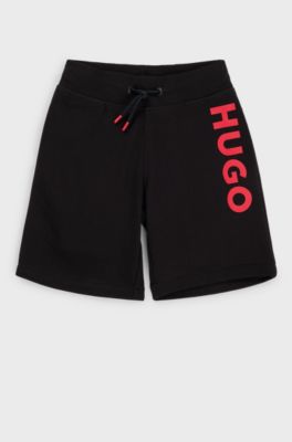 Kids' cotton-blend shorts with logo print, Black
