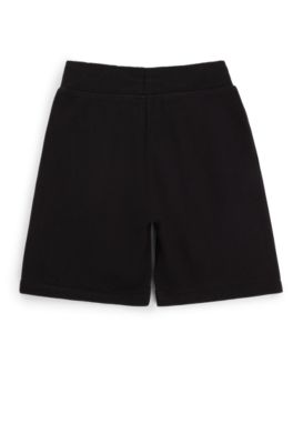 Kids' cotton-blend shorts with logo print, Black