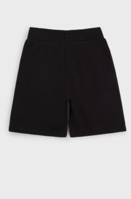 Barnshorts i bomullsblandning med tryckt logga, Svart
