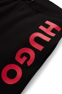 Kids' cotton-blend shorts with logo print, Black