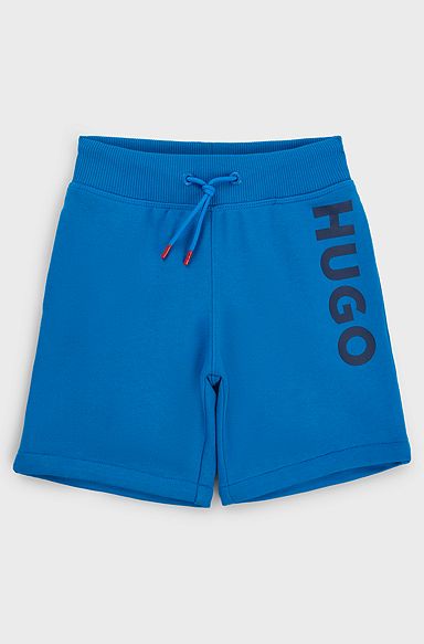Kids' cotton-blend shorts with logo print, Blue