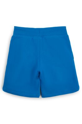 キッズ コットンブレンド ショートパンツ ロゴプリント, ブルー